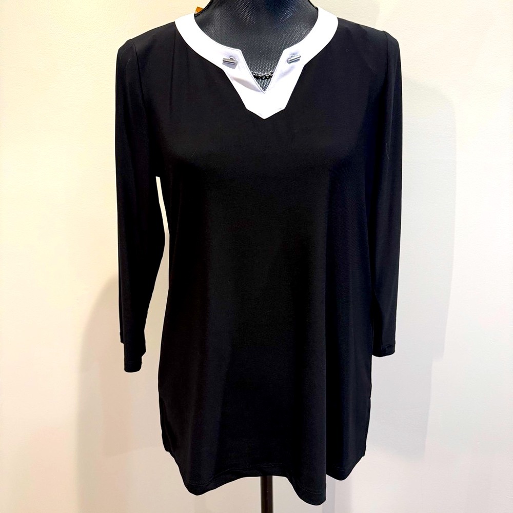 Anne Klein Women's Black and White Tunic
